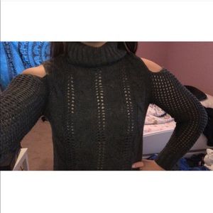 Grey open shoulder American eagle sweater